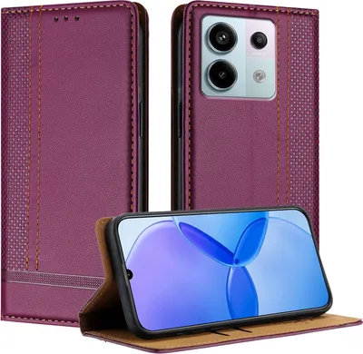 Obrázek produktu pro Pouzdro pro Xiaomi Redmi Note 13 Pro 5G kožené flipové pouzdro s funkcí stojánku Fialová