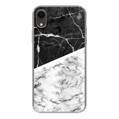 Produktbild von MuchoWow® Handyhülle Schutzhülle Hülle für iPhone XR Marmor - Schwarz - Weiß Silikon Softcase Handy Hülle - Schutzdeckel