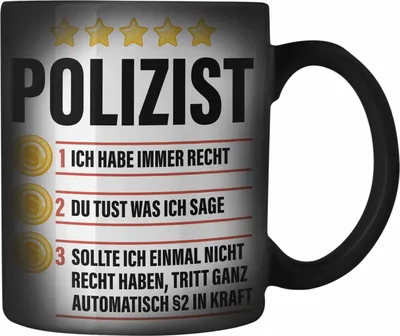 Produktbild von Trendation - Polizist Geschenk Farbwechsel Zauber-Tasse mit Spruch Geschenke Polizei Männer Lustig (Schwarz)