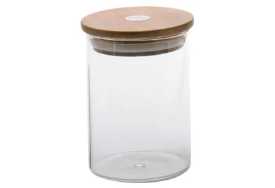Immagine prodotto di Zeller Present Barattolo in bambù con coperchio in bambù, 750 ml, Ø 10,5 x 14 cm, trasparente/naturale