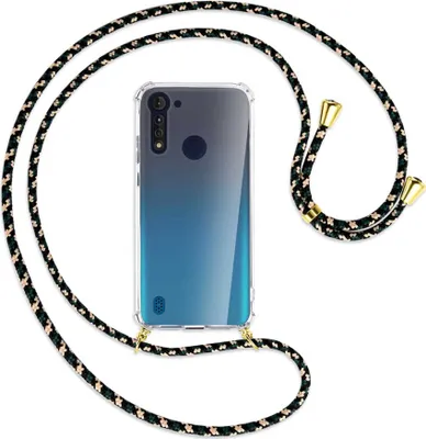 Produktbild von Handykette Backcover-Schutzhülle mit Band (Metall goldfarben) für Motorola Moto G8 Power Lite - camouflage