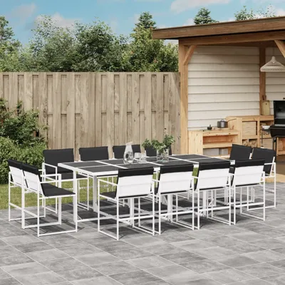 Produktbild von Maison Exclusive - 13-tlg. Garten-Essgruppe mit Kissen Weiß Textilene