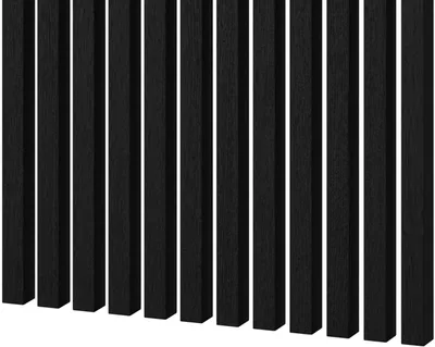 Zdjęcie produktu dla MEBANO 12 Szt. Lameli Ściennych MDF Premium 275 x 3 x 3,8 cm Czarne 3D