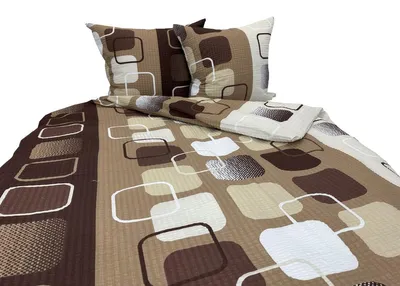 Zdjęcie produktu dla Pościel, pościel z tkaniny typu waffle piqué, nie wymaga prasowania, 100% bawełna, 160x200, 2621, brązowa, kwadraty