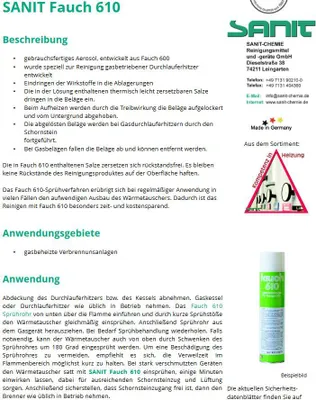 Produktbild von Sanit Fauch 610 Spezialreiniger für Gasgeräte 600 ml Spraydose