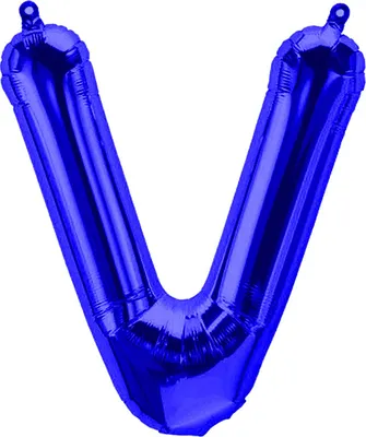 Image de Ballon en plastique lettre V, bleu, environ 40 cm, à gonfler à l'air