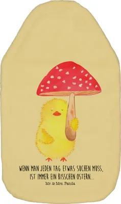 Produktbild von Mr. & Mrs. Panda Wärmflasche Küken Fliegenpilz - Gelb Pastell - Geschenk, Wärmekissen, wärmebeutel, Ostergrüße, Ostern, Glückspilz, Wärmflaschen, mit Bezug, Frohe