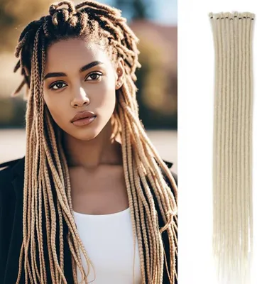 Image de Extensions de cheveux en dreadlocks, 15 mèches, 61 cm, synthétiques, pour tresses