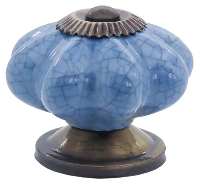 1 Möbelknopf, Möbelgriff, Möbelknopf, Knauf Keramik, 45mm, blue crackle #0046