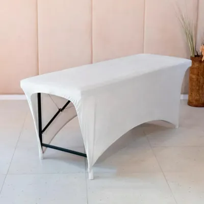 Obrázek produktu pro Veloursový potah na kosmetické lehátko | Pro kosmetické salóny | Praktický výřez pro nohy | Snadná údržba | 190x70 cm, bílý