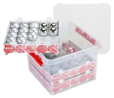 Produktbild von Sunware weihnachtskugelbox 75 kugeln - q-line - Transparent - Stapelbar | Mit Deckel