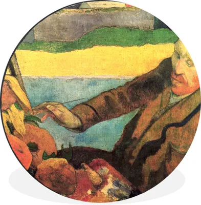 Produktbild von MuchoWow® Aluminium Wandkreis Der Sonnenblumenmaler - Gemälde von Vincent van Gogh Ø 90 cm Wanddeko Modern Wohnzimmer - Mauerkreis - Wandbilder - Runde Bild - Bild aus Aluminium - Schlafzimmer - Wohnzimmerdekoration - Wand Dekoration