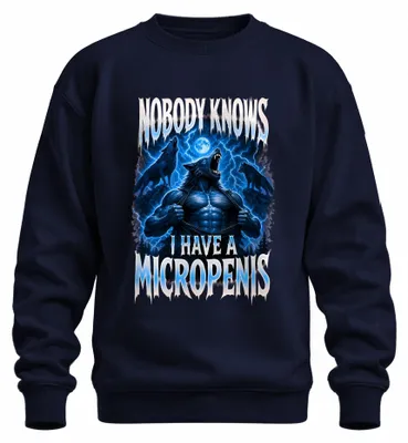 Immagine prodotto di Nessuno sa che ho un micropene. Felpa con cappuccio, scritta "Werwolf", tono sarcastico, colore blu navy, taglia L