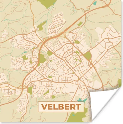 Produktbild von MuchoWow® Poster Karte - Velbert - Jahrgang - Karte 75x75 cm - Wand Dekoration