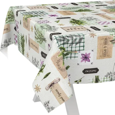 Produktbild von Tischdecke Botanic Herbst Kräuter Beigegrau 100x140cm Schnittkante Wachstuch abwaschbar
