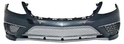 Productafbeelding van Stootbalk voor Mercedes S-klasse W222, modeljaren 2013-2017, met S65-uitstraling, verchroomd, inclusief ondergril.