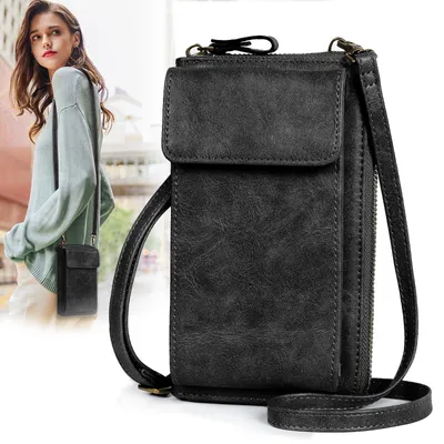 Produktbild von Schultertasche Handytasche Damen Cross-Body zum Umhängen mit RFID Blocking (Vielen Fächern Schultertasche Damen), mit Abnehmbarem Gurt