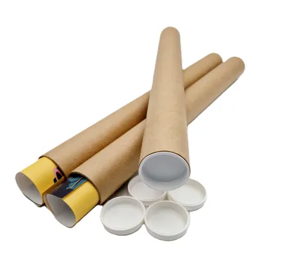Image de Lot de 10 Tubes carton brun pour affiche poster 5 cm x 50 cm