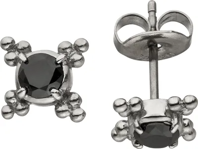 Produktbild von JOBO Ohrstecker Edelstahl 2 Zirkonia schwarz Ohrringe