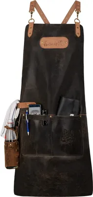 Produktbild von BUTCHER Barista Cracker Leder Schürze BBQ Grill- und Arbeitsschürze Antik Schwarz