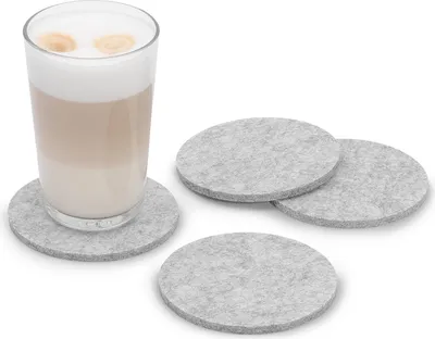 Produktbild von FILU Filzuntersetzer rund 8er-Pack (Farbe wählbar) hellgrau - Filzuntersetzer für Tisch und Bar als Glasuntersetzer/Trinkuntersetzer für Glas und Gläser - grau