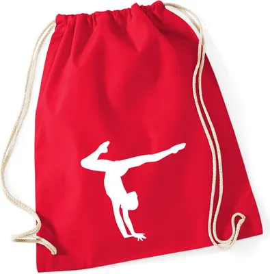 Produktbild von Huuraa Turnbeutel Turnen Gymnastik 12 Liter Classic Red Baumwolle Rucksack Geschenkidee