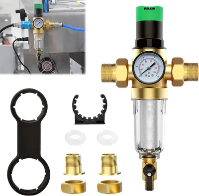 Druckregler Wasser 1 Zoll, Messing, mit Manometer und Filter