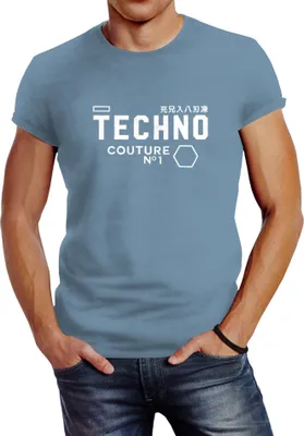 Produktbild von Techno Shirt Herren Neverless® stone blue XL