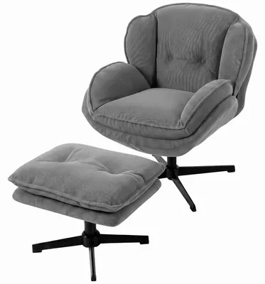 Produktbild von HOMCOM Relaxsessel mit Hocker Drehbarer Loungesessel mit Chenille-Optik, Grau
