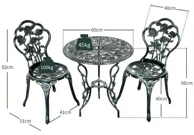 Obrázok produktu pre Sada do bistra – Sada záhradného nábytku – Sada na balkón – Záhradný stôl – Záhradné stoličky – Odliatina hliníka