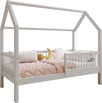 Obrázek produktu pro TIMBEE ZOJA domeček postel dětská postel dřevo postel do dětského pokoje - šedá - 80x160 - 23cm nohy