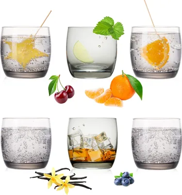 Produktbild von PLATINUX Elegante Trinkgläser aus Glas Schwarz Ombré 200ml (max. 320ml) Set 6 Teilig Wassergläser Saftgläser klein