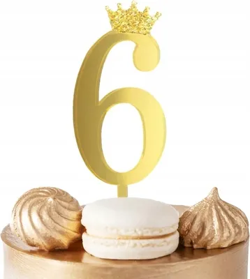 Image de Numéro 6 Or Miroir Gâteau Topper Pour Fête D'anniversaire
