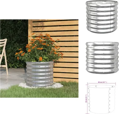 Produktbild von vidaXL Pflanzkübel Pulverbeschichteter Stahl 40x40x36 cm Silber - Blumentöpfe & Pflanzgefäße