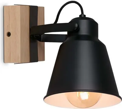 Produktbild von Wandleuchte Wandspot Schwenkbar 1xE27 40W schwarz Metall-Holz Briloner