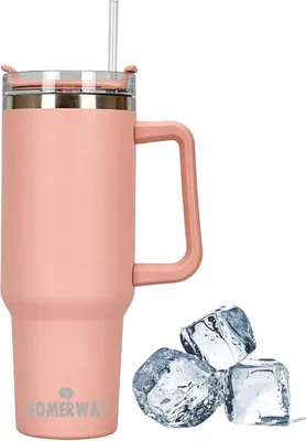 Image de Somerway 1182ml Tasse à café to Go Acier inoxydable Tasse isolante sous vide avec poignée Rose
