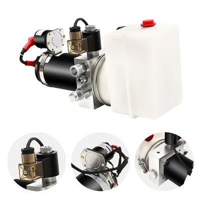 Zdjęcie produktu dla Pompa hydrauliczna do przyczepy wywrotki, agregat hydrauliczny 12 V, pompa hydrauliczna jednostronnego działania do wywrotki