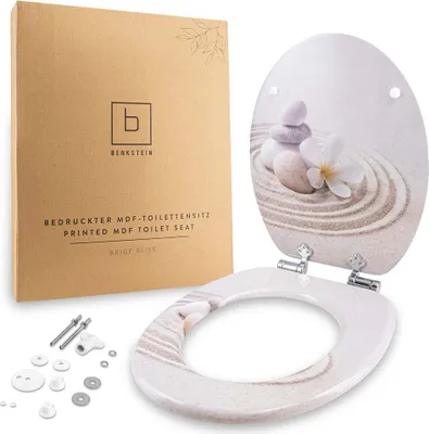 Produktbild von BENKSTEIN Toilettendecke - modern und stylish bedruckt - Beige Bliss