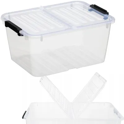 Produktbild von Aufbewahrungsbox Ordnungsbox Stapelbox 15 l mit Klappdeckel transparent Organizer Home Box Flex