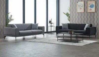 Produktbild von Sofagarnitur Sofas Couchen Polstersofa Dreisitzer Luxus Grau Set 2tlg