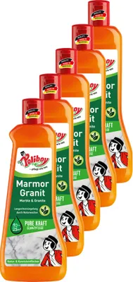Produktbild von Poliboy Marmor & Granit Pflege 5er Set - 2,5L, Inhalt jeweils 500ml - streifenfreier Glanz mit Langzeitversiegelung