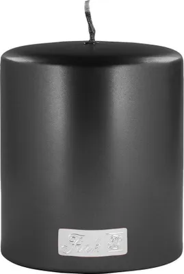Produktbild von Fink CANDLE, metallic Stumpenkerze, Paraffin, schwarz, L. 8 cm, B. 8 cm, H. 10 cm, D. 8 cm 123812