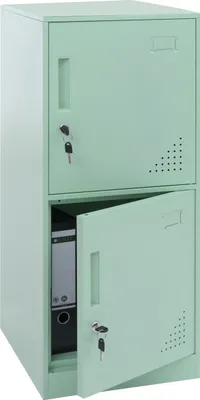 Produktbild von Spind MCW-P63, Schließfach Wertfachschrank Schließfachschrank 2 Türen, 90x38x45cm Stahl  mintgrün