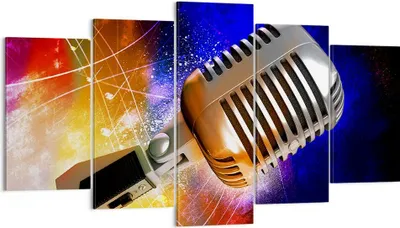 Produktbild von Bild auf Leinwand - Leinwandbild - Mikrofon Musik Sänger - 160x85cm - Wand Bild - Wanddeko - Leinwanddruck - Bilder - Kunstdruck - Wanddekoration - Leinwand bilder - Wandkunst - EA160x85-0450