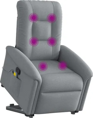 Produktbild von vidaXL Massagesessel mit Aufstehhilfe Hellgrau Stoff