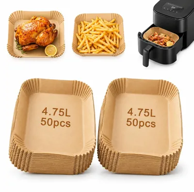 Produktbild von Backpapier für Heißluftfritteuse - Antihaftbeschichtete Einweg-Einlagen - Für Airfryer - 22 x 14 cm - 100 Stück