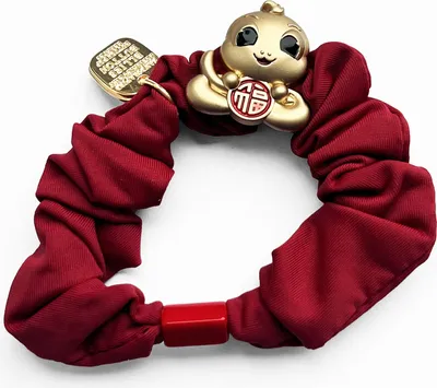 Produktbild von Glück bringender Satin-Haargummi mit roter Liebesschlange