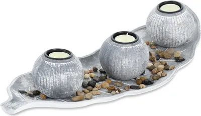 Produktbild von relaxdays Stojan na čajové svíčky s podnosem a kameny