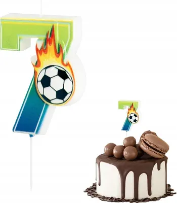 Image de Świeczka Urodzinowa Piłkarks Football Cyferka 7 Cyfra Na Imprezę