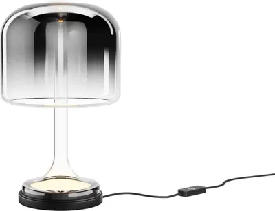 Produktbild von LED Nachttischleuchte Rauchglas Metall Dimmer warmweiß 3000 K 1600 lm rund D: 18 cm 28 cm Schwarz Rauchgrau
